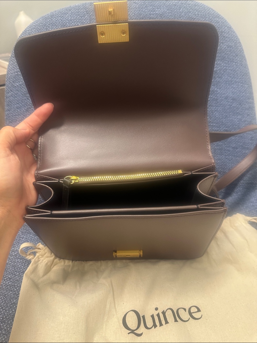 Quince Dark Brown Leather Crossbody with Gold Hardware - Picture 4 of 4
